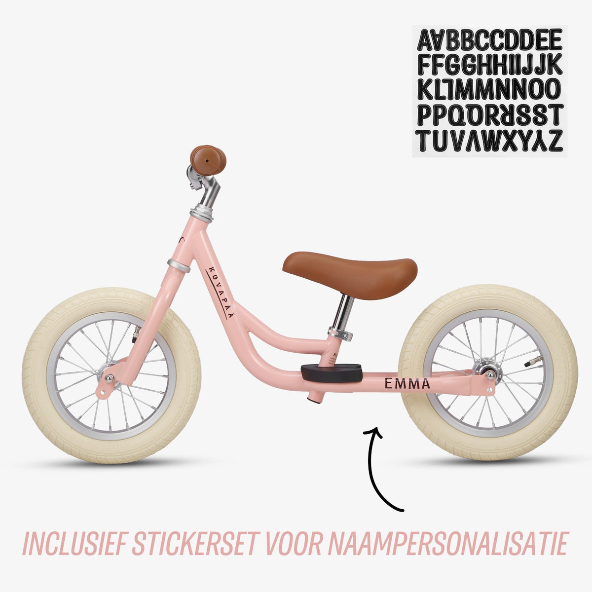 gratis stickerset bij Roze Køvapää 2-in-1 loopfiets