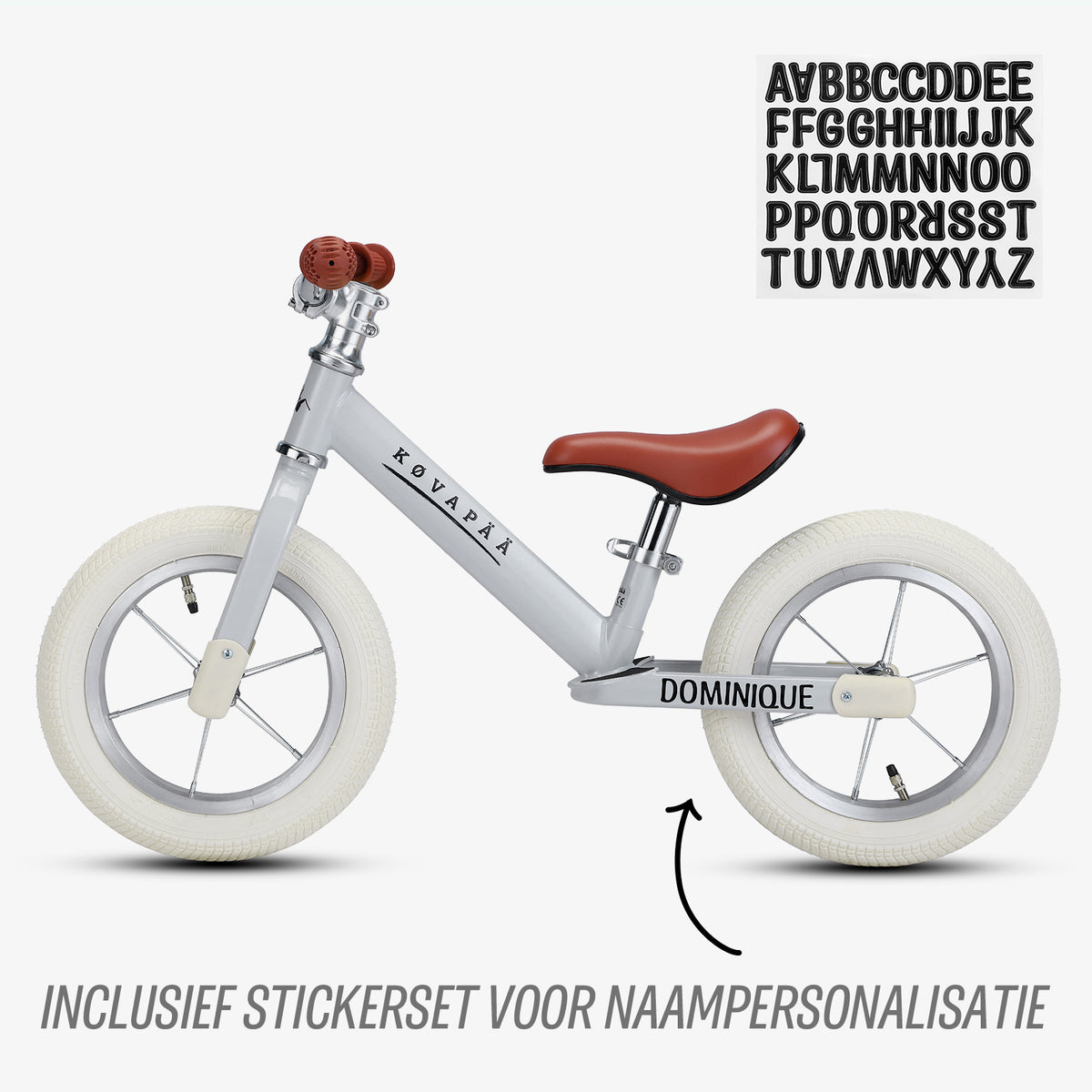overzicht van designs in de gratis stickerset voor Køvapää loopfiets
