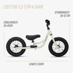 afmetingen van krijtgrijze Køvapää 2-in-1 loopfiets in beeld gebracht
