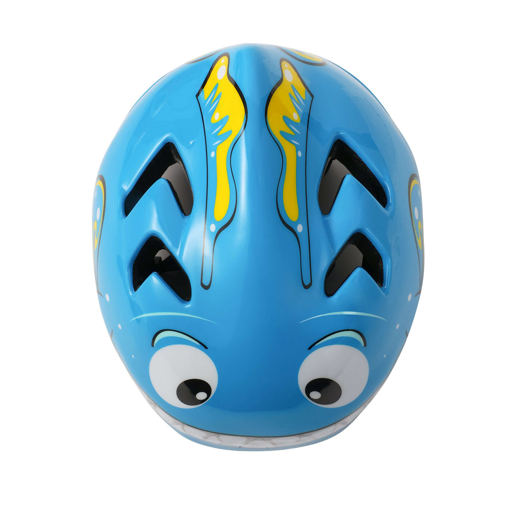 bovenaanzicht van Køvapää blauwe vis kinderhelm