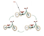 Kovapää 2 in 1 Loopfiets Groen - veelzijdige driewieler loopfiets met duwstang en ombouwfunctie.